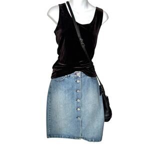 Tommy Hilfiger Vintage Y2K Button‎ Front Denim Skirt Women’s Size 2 28” Waist